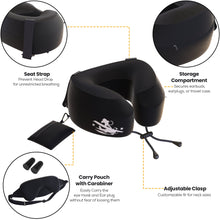 Load image into Gallery viewer, Flying Monkey Luxury Travel Pillow Airplane Kit with Earplugs & Eye Mask - Memory Foam Airplane Pillow - Neck Pillow Attachment Straps - Neck Support
