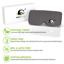 Load image into Gallery viewer, Sleepy Panda Sleep Mask - Luxuriously Soft &amp; Light Breathable Bamboo Fabric - 100% Blackout Eye Mask - Guaranteed Deepest-Possible Rest - Perfect Sleeping Mask for Light Sleepers, Travelers, Midday Nappers - Good For Front, Back &amp; Side Sleeping Positions
