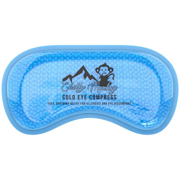Blue Chilly Monkey reusable gel-bead eye compress with printed monkey logo